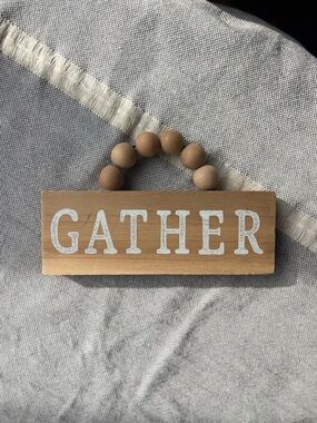 Hobby Lobby Wooden 'GATHER' Sign in White and Brown